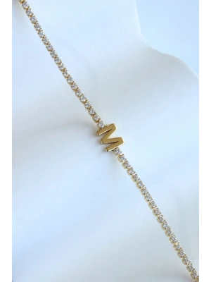 İthal Seri M Harfi Su Yolu Kadın Çelik Bileklik Kararmaz Renk Atmaz