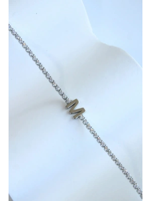 İthal Seri M Harfi Su Yolu Kadın Çelik Bileklik Kararmaz Renk Atmaz