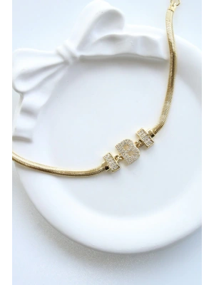 İthal Seri B Harfi Balık Sırtı Zincirli Kadın Çelik Bileklik Kararmaz Renk Atmaz