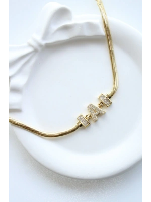 İthal Seri A Harfi Balık Sırtı Zincirli Kadın Çelik Bileklik Kararmaz Renk Atmaz