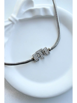 İthal Seri T Harfi Balık Sırtı Zincirli Kadın Çelik Bileklik Kararmaz Renk Atmaz