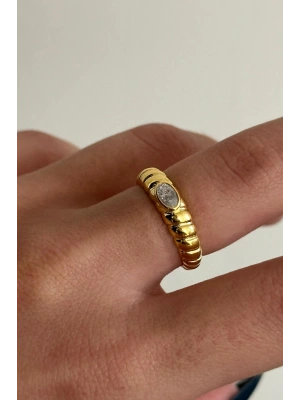 Burgulu Tek Taş Tasarım Ayarlanabilir Kadın Yüzük