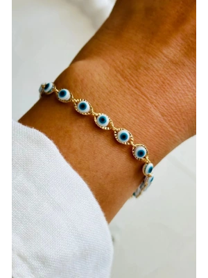 Özel Seri 14 K Xuping Nazar Boncuğu Tasarım Kadın Çelik Bileklik