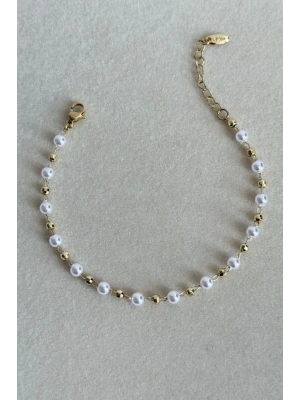 Özel Seri 14K İncili Dorika Toplu Kadın Çelik Bileklik