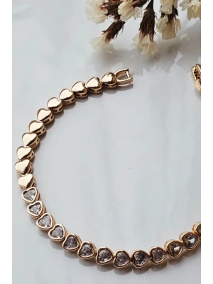 Özel Seri Su Yolu Kalp Tasarım Rose Renk Xuping Kadın Çelik Bileklik