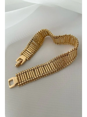 Özel Seri Tırtıklı Silindir Tasarım 14K Xuping Kadın Çelik Bileklik