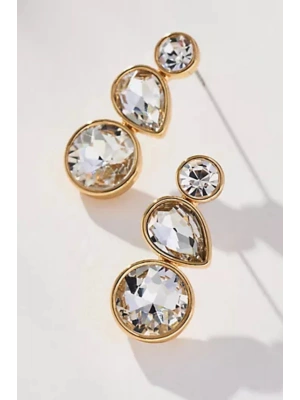 Premıum Seri Crystal Cascade Tasarım Zirkon Taşlı Kadın Çelik Küpe