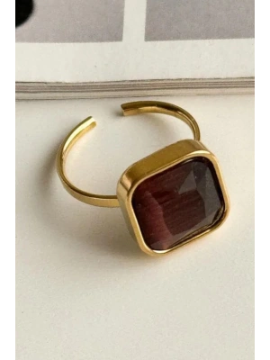 Aurum Brown Tasarım Ayarlanabilir Kadın Çelik Yüzük
