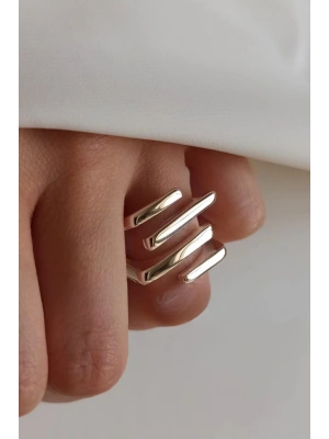 Özel Seri Volt Ring Tasarım Asimetrik Çizgi Detaylı Numaralı Kadın Çelik Yüzük