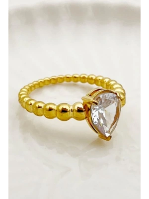 Premıum Seri Damla Taş Kadın Numaralı Çelik Yüzük