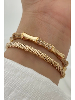 Özel Seri Bone Luxe Tasarım Zirkon Taşlı Kemik Model Kadın Çelik Kelepçe