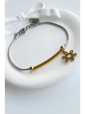 Exclusive Seri Gold Kar Tanesi Model Çift Renk Kadın Çelik Bileklik
