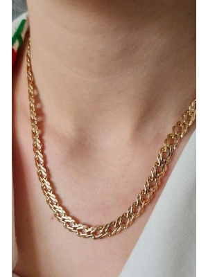 Exclusive Seri Rose Renk Klasik Geniş Zincir Model Kadın Çelik Kolye