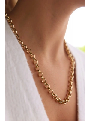 Exclusive Seri Rose Renk Oval Halka Zincir Model Kadın Çelik Kolye