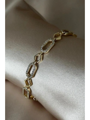 Gleam Link Bracelet Kuyumcu İşçiliği 14K Altın Kaplama Premium Seri Kadın Çelik Bileklik