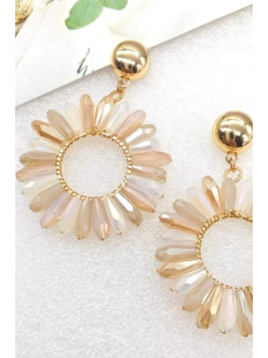 Premium Çiçek Tasarım Sallantılı Kadın Çelik Küpe