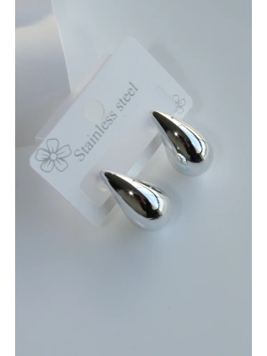 Premium Seri Cilalı Damla Model Kadın Çelik Küpe