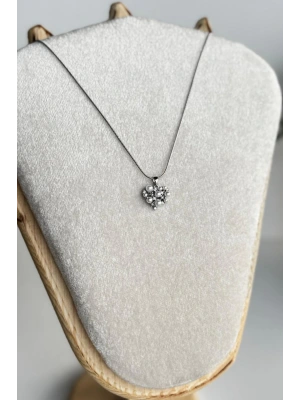 Premium Seri İncili Kalp Model Kadın Çelik Kolye