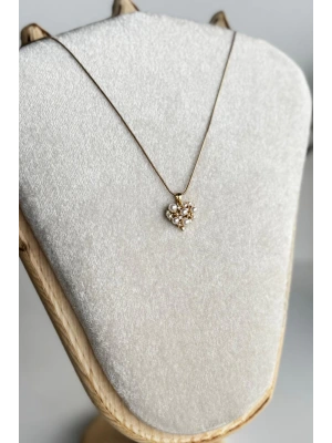 Premium Seri İncili Kalp Model Kadın Çelik Kolye