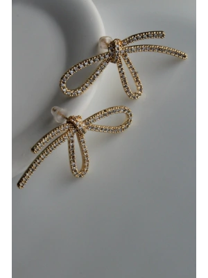 Premium Seri İthal Zirkon Taş Kaplama Büyük Fiyonk Model Kararmayan Şık Tasarım Kadın Küpe