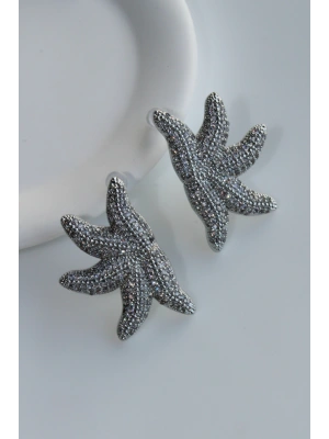 Premium Seri İthal Zirkon Taş Kaplama Deniz Yıldızı Model Kararmayan Şık Tasarım Kadın Küpe