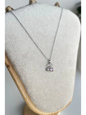 Premium Seri Kiraz Tasarım Renk Atmaz Kadın Çelik Kolye