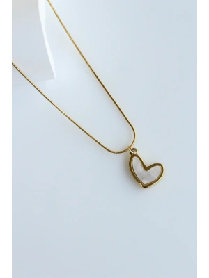 Premium Seri Plaka Model Asimetrik Kalp 316 L Paslanmaz Kararmaz Kadın Çelik Kolye