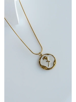 Premium Seri Plaka Sedefli Çiçek Model 316 L Paslanmaz Kararmaz Kadın Çelik Kolye