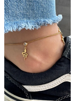 Sallantılı Yılan Model Kadın Çelik Halhal