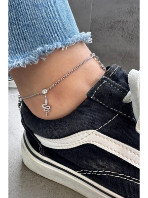 Sallantılı Yılan Model Kadın Çelik Halhal