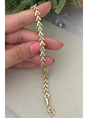 Vera Chain Kuyumcu İşçiliği 14K Altın Kaplama Premium Seri Kadın Çelik Bileklik