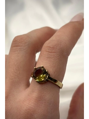 Vintage Seri Ayarlanabilir Paslanmaz Kararmaz Altı Kollu Oval Zultanit Doğal Taş Bronz Yüzük