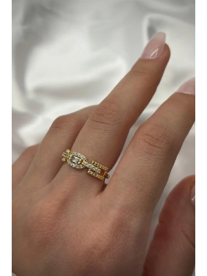 Yeni Sezon Baget Zirkon Taşlı Vintage Ünlü Model Ayarlanabilir Kadın Yüzük