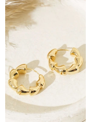 Yeni Sezon Bombeli Cilalı Katmanlı İstiridye Tasarım Model Kadın Çelik Küpe