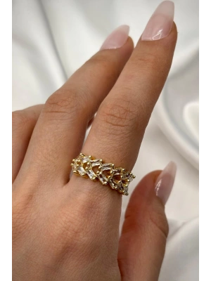 Yeni Sezon Çapraz Full Baget Zirkon Taşlı Model Ayarlanabilir Kadın Yüzük