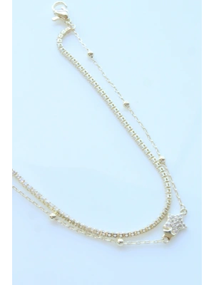 Yeni Sezon Çift Sıra Yıldız Zincirli Su Yolu Renk Atmaz Kararmaz Garantili Kadın Çelik Bileklik