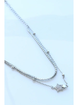 Yeni Sezon Çift Sıra Yıldız Zincirli Su Yolu Renk Atmaz Kararmaz Garantili Kadın Çelik Bileklik