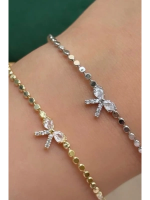 Yeni Sezon Ezme Zincirli Fiyonk Model Renk Atmaz Kararmaz Garantili Kadın Çelik Bileklik