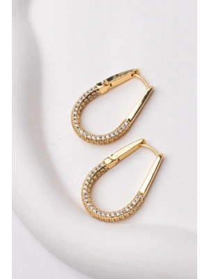 Yeni Sezon İki Renk Damla Model Sallantılı Zirkon Taşlı Kadın Halka Küpe