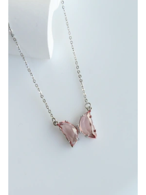 Yeni Sezon Kelebek Tasarım Rodyum Kaplama Kadın Çelik Kolye