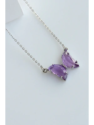 Yeni Sezon Kelebek Tasarım Rodyum Kaplama Kadın Çelik Kolye