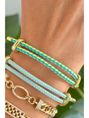 Yeni Sezon Renkli Ayarlanabilir Çelik Detaylı Örme İp Bileklik