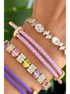 Yeni Sezon Renkli Ayarlanabilir Çelik Detaylı Örme İp Bileklik