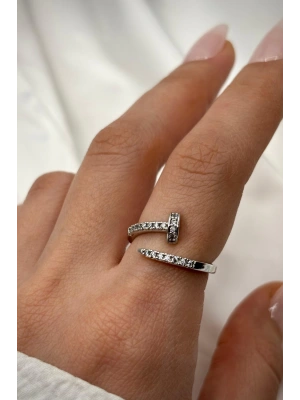 Yeni Sezon Zirkon Taşlı Çivi Model Ayarlanabilir Kadın Yüzük