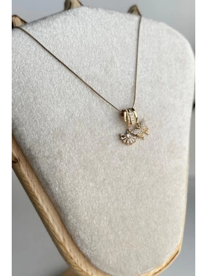 Yeni Sezon Zirkon Taşlı Kelebek Motifli Kadın Çelik Kolye