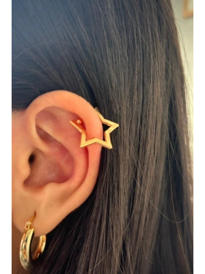 Yıldız Tasarım Sıkıştırmalı Earcuff Kıkırdak Küpe