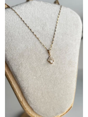 Zarif Baget Zirkon Taşlı Tasarım Renk Atmaz Kararmaz Kadın Çelik Kolye