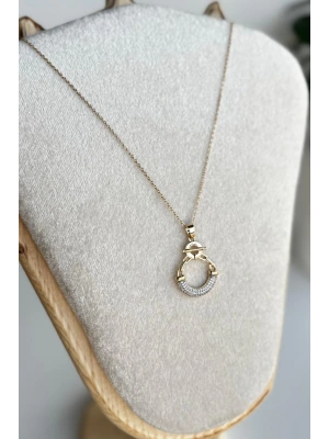 Zarif Gemici Zincirli Gold Gümüş Tasarım Renk Atmaz Kararmaz Kadın Çelik Kolye