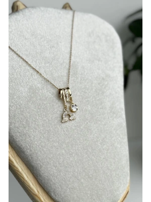 Zarif Gökkuşağı Baget Zirkon Taş Kadın Çelik Kolye