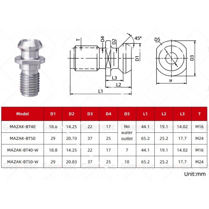 MAZAK BT40 M16 İÇTEN SU VERMELİ PULLSTAT CİVATA ( PULL STUD )